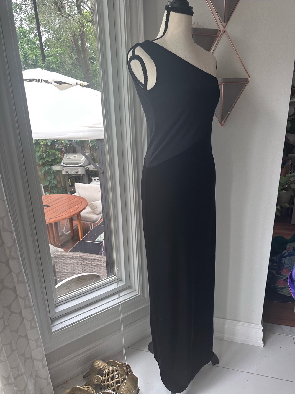 Emanuel Ungaro One-Shoulder Black Velvet Column Evening Gown Luxury Dress Small